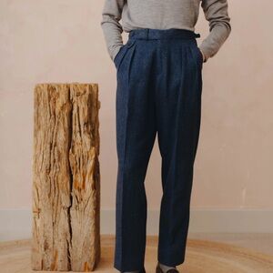 Albert Walton Trousers Blue Herringbone 34
